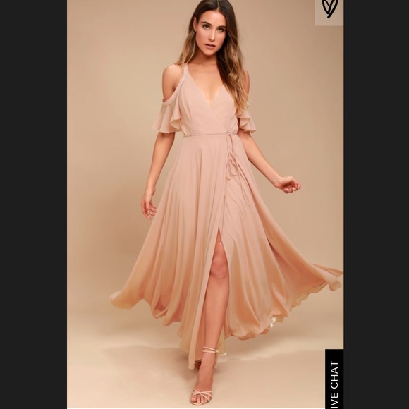 Lulus Dresses & Skirts - Lulus BLUSH OFF-THE-SHOULDER WRAP MAXI DRESS